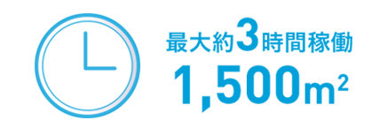最大約3時間稼働 1,500㎡
